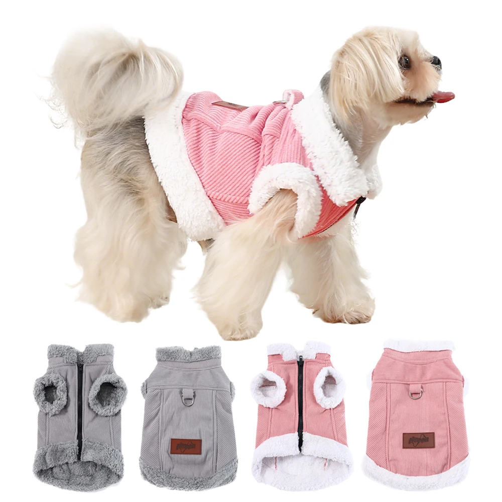 Ropa de invierno para perros pequeños, chaqueta gruesa y cálida para mascotas, abrigo con anillo en D, Chihuahua, Bulldog Francés, chaleco polar sin mangas, suéter