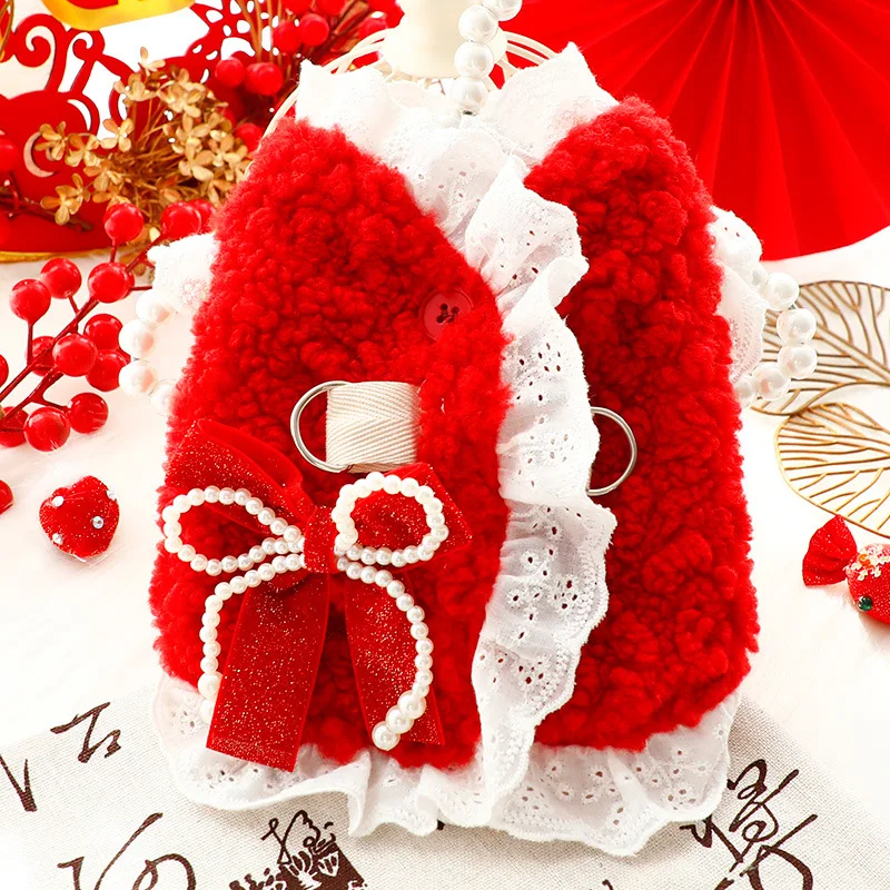 Ropa de otoño e invierno para perros, ropa de princesa para mascotas, chaleco de terciopelo, suéter para perros pequeños - imagen 2