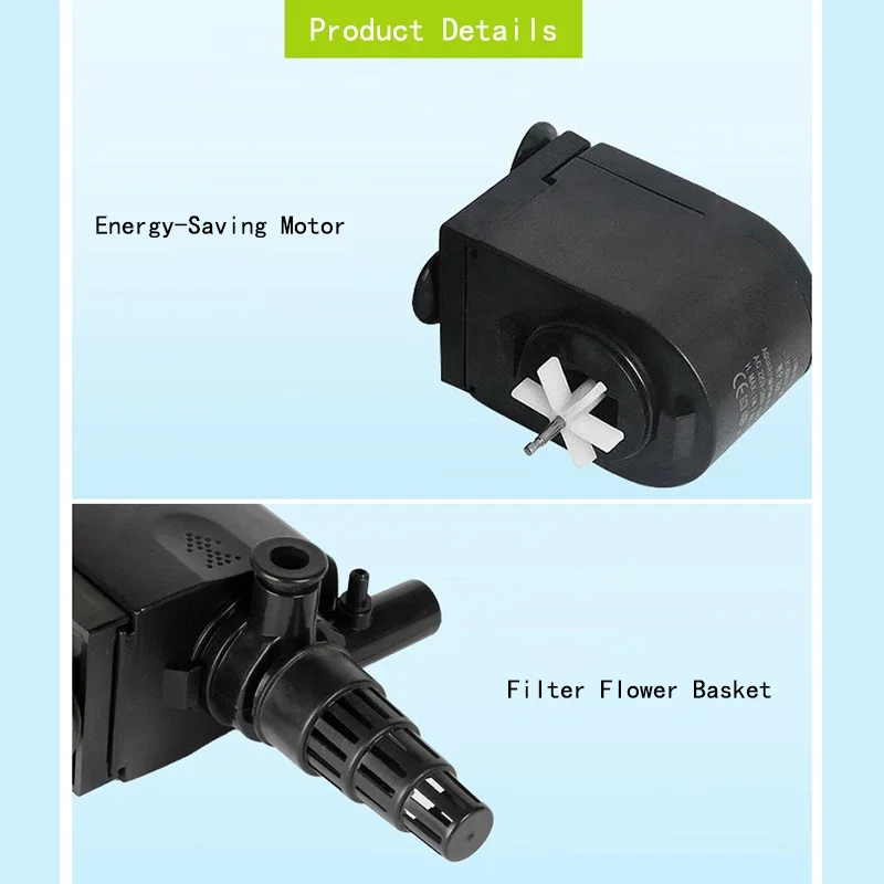 Bomba sumergible para pecera pequeña, equipo de acuario, bomba de filtración en aerosol de oxígeno con ciclo multifunción silencioso - imagen 4