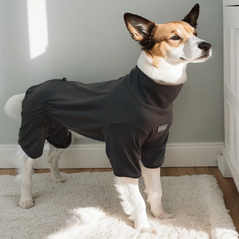 Pijamas suaves para mascotas, monos para perros de razas grandes, mono elástico con cuello alto para perros, ropa de dormir con cintura ajustable, ropa de 4 patas - imagen 5