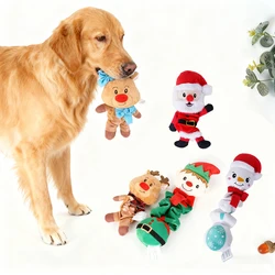 Muñeco navideño de peluche para perros, sonido chirriante y masticable
