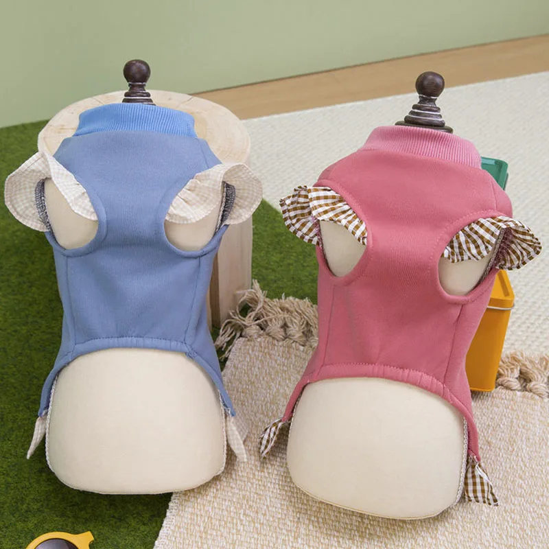 Vestidos azules y rosas, ropa de invierno con mangas voladoras, Jersey, disfraz, ropa para mascotas para perros pequeños, Chihuahua, caniche, falda para cachorros - imagen 2