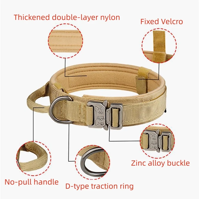 Collar táctico para perro al aire libre, Collar con hebilla de Metal para productos para mascotas, collares de nailon para entrenamiento de perros medianos y grandes, accesorios - imagen 3