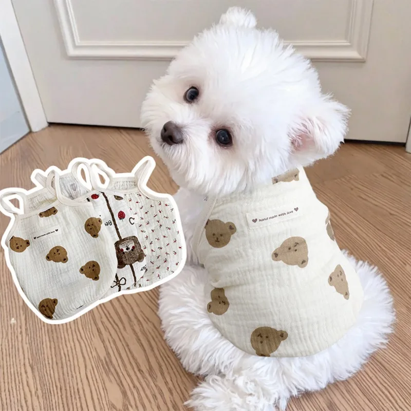 Chaleco de oso de algodón para primavera y verano, ropa para perros, Teddy Bichon Schnauzer, ropa para el hogar, ropa de dormir, camisa de protección solar para exteriores - imagen 3