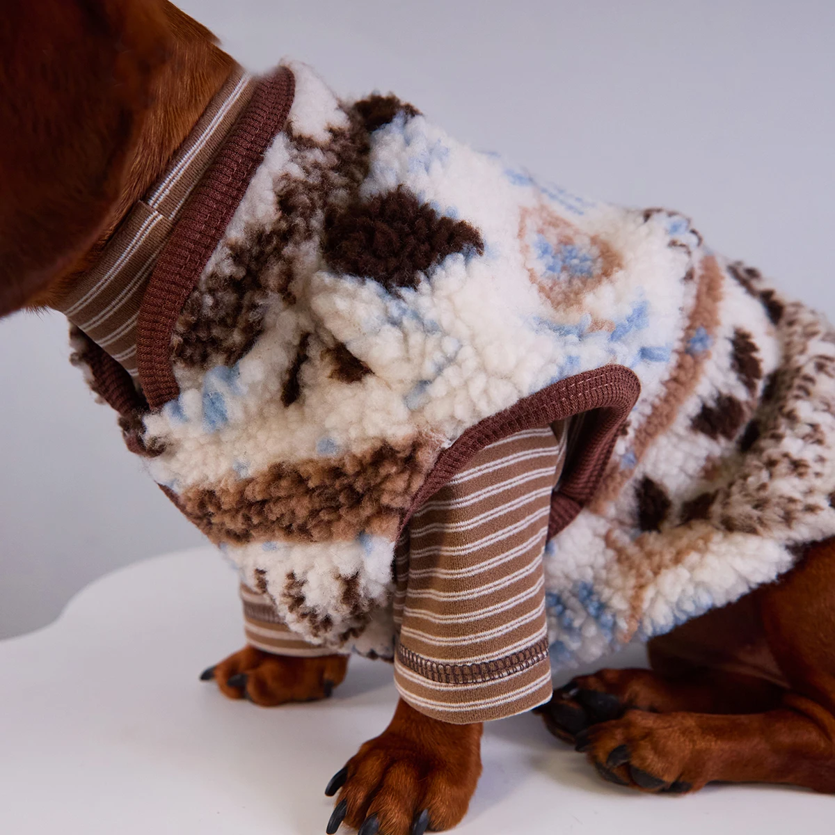 Suéter de lana suave para perros tejón, mono de invierno de manga corta con copos de nieve para perros Wiener, chaleco de invierno para perro salchicha - imagen 3