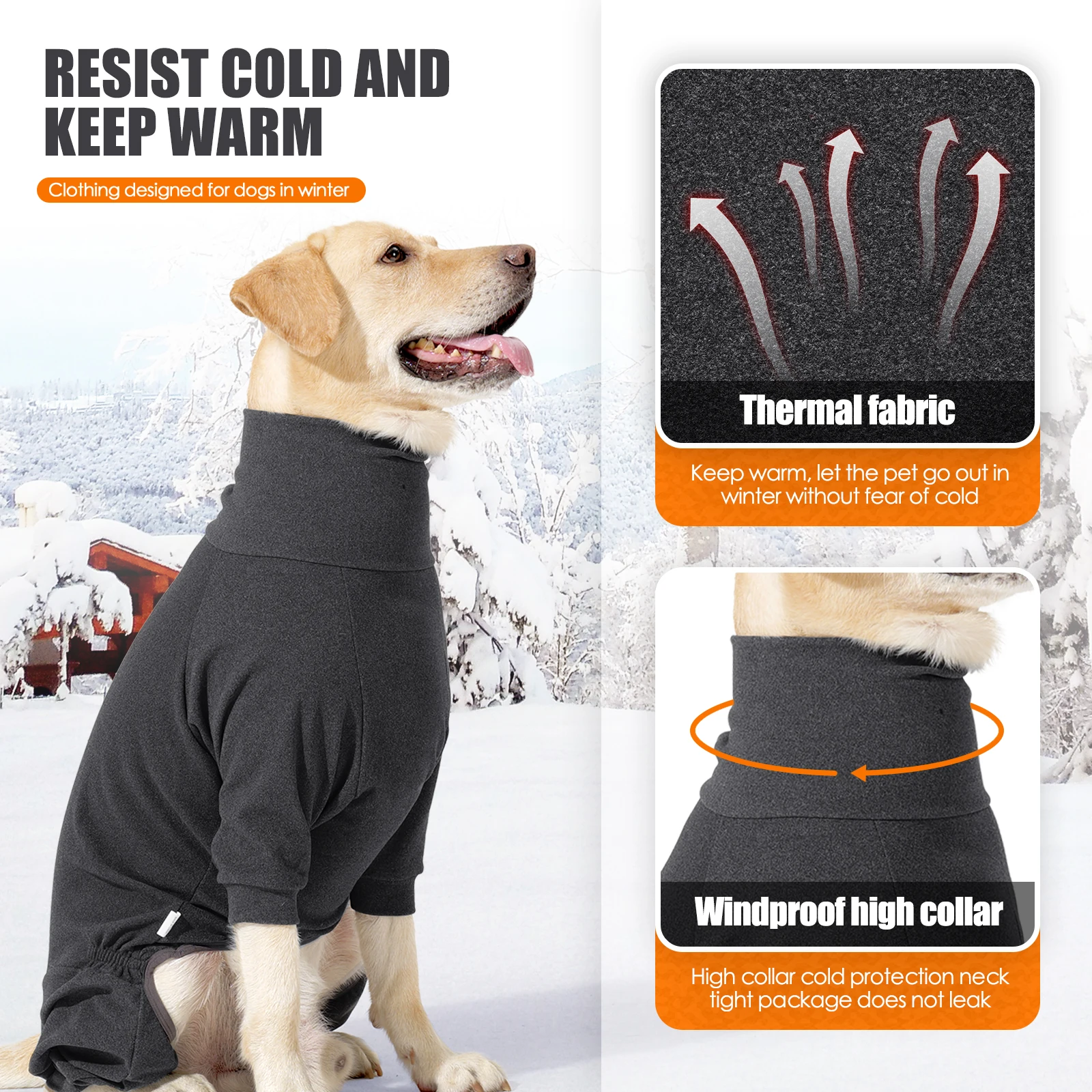 Abrigos de invierno para perros, chaquetas de cuello alto de 4 Patas, pijamas térmicos de lana de Coral para cachorros, suéteres para perros, abrigos cálidos para mascotas, ropa para gatos - imagen 3