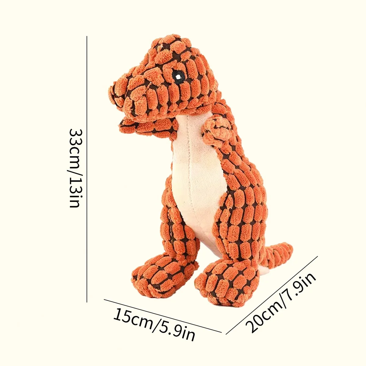 Juguete de peluche chirriante en forma de dinosaurio para perros - imagen 2