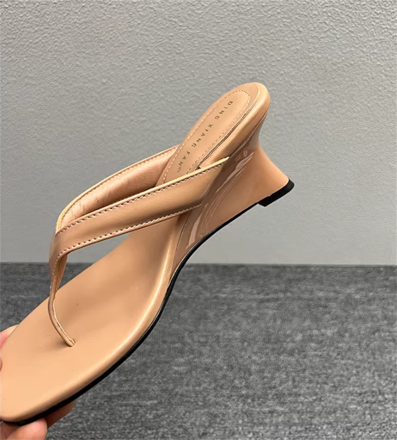 Sandalias verano para mujer tacón cuña punta cuadrada tira estrecha - imagen 4