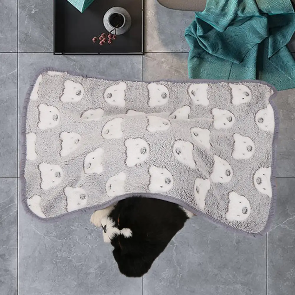 Manta de lana de Coral con estampado de dibujos animados para perro, alfombrilla para cachorro, suave y cómoda, resistente a la decoloración, Sábana, cojín, suministros para mascotas - imagen 3