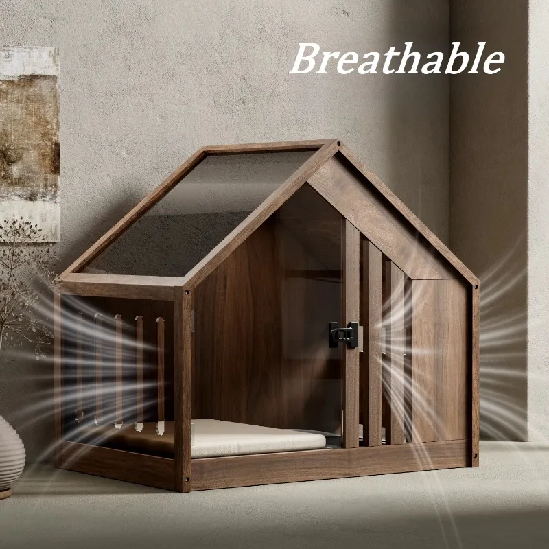 Cama para perros de madera maciza con inodoro para perros, inodoro de lujo para casa, camas para cachorros transpirables semicerradas, perrera para perros de interior fácil de limpiar - imagen 3