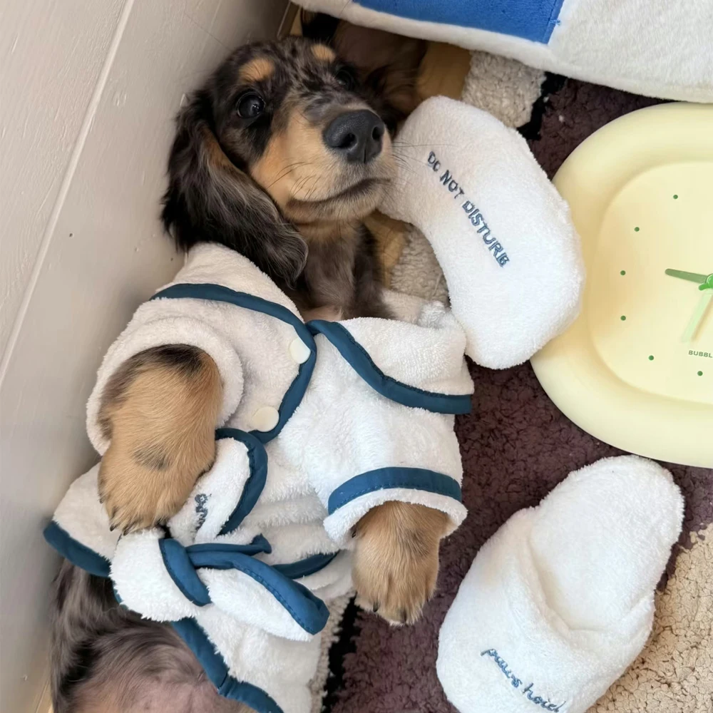 Albornoz de moda para perros Wiener, toalla de secado de baño suave, ropa para perros salchicha, pijamas, ropa de dormir para perros de tejón