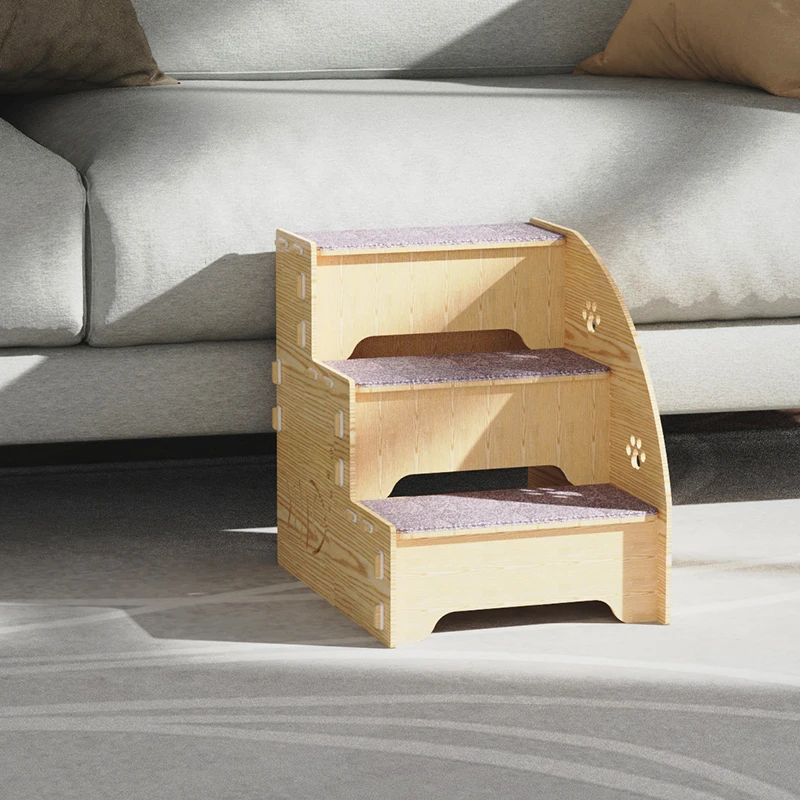 Escalera de escalada para mascotas, cama para perros y gatos mayores, sofá, escalones de madera de peluche - imagen 3