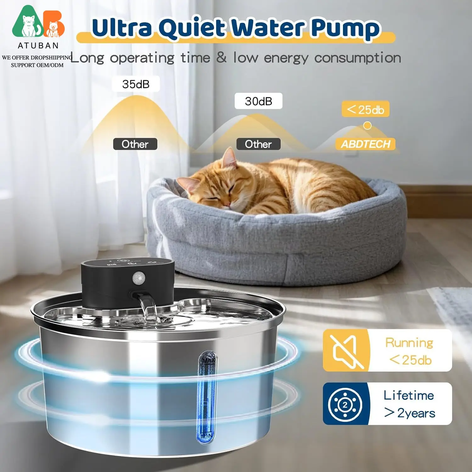 Bebedero acero inoxidable para gatos - Fuente agua interior - imagen 5