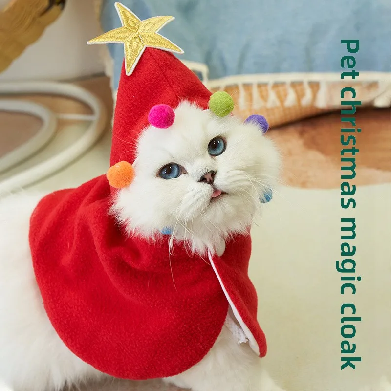 Ropa para mascotas y gatos, decoración navideña, disfraz para gatos, ropa divertida para perros, capa mágica navideña, productos para mascotas - imagen 2