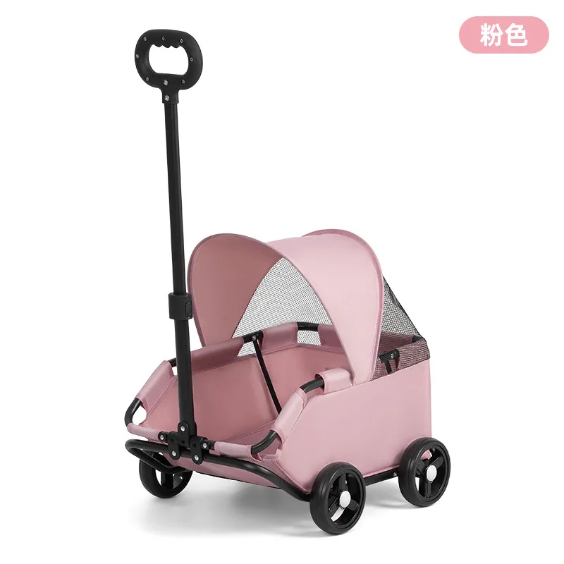 Carrito completamente abierto listo para cargar a la mascota