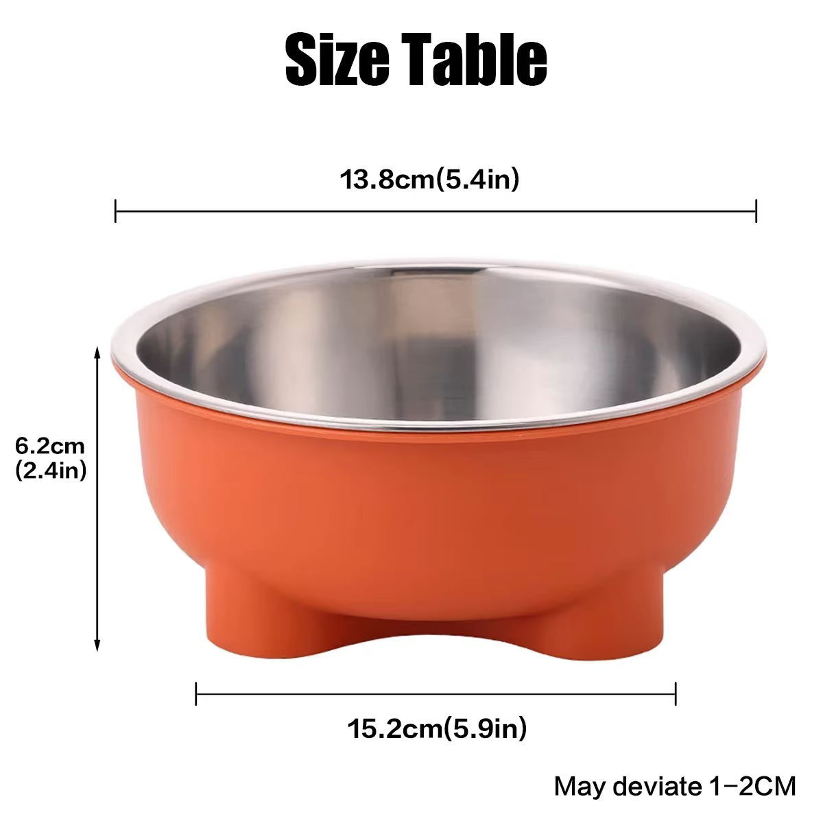 Cuenco inoxidable para perros y gatos con patas interior exterior