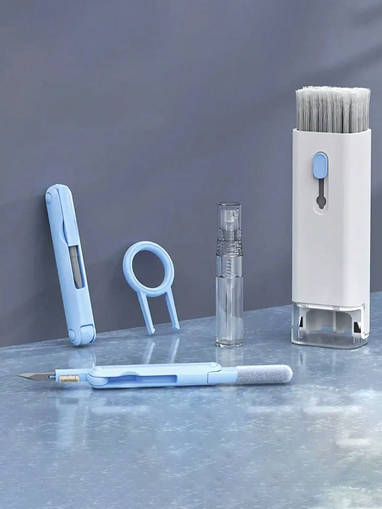 Kit de limpieza de teclado mecánico 7 en 1, herramienta de eliminación de polvo de ordenador con cepillo suave, limpiador de polvo multifuncional para teclados