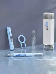 Kit de limpieza de teclado mecánico 7 en 1, herramienta de eliminación de polvo de ordenador con cepillo suave, limpiador de polvo multifuncional para teclados