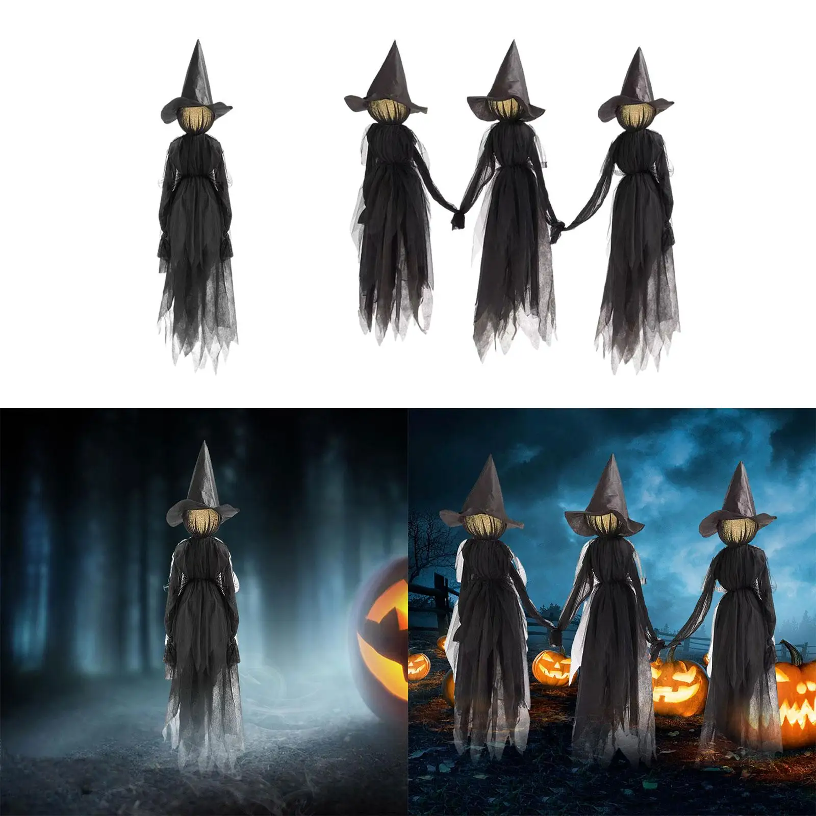 Screaming Witch Halloween Sound Activated Transducer Gifts Colorful Glow Home Garden Decor for Outside Yard Garden Home Entrance