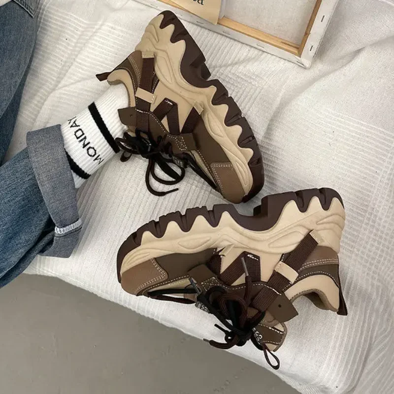 Zapatos de mujer, zapatillas de deporte, zapatos de plataforma, zapatillas de deporte para mujer, zapatos de diseñador, suela gruesa, explosivo, calle, papá, zapato para niña - imagen 3