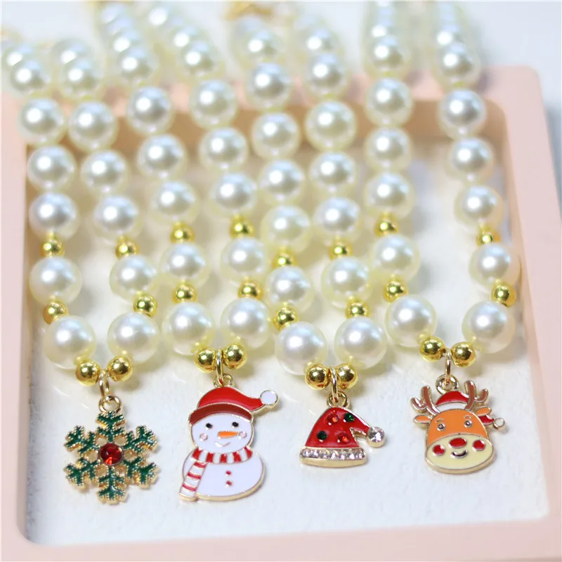 Regalo de perlas para mascotas, corona navideña, cadena para perros y gatos, Collar para mascotas, Collar para perros y gatos, juguete de peluche, cadena para el cuello para mascotas - imagen 2