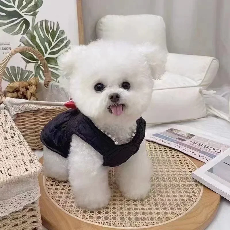 Vestidos para perros de compañía, vestido grueso con lazo grande de invierno con lazo de terciopelo, abrigo para perros y gatos, ropa para cachorros pequeños - imagen 4