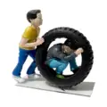 Two boys with tire