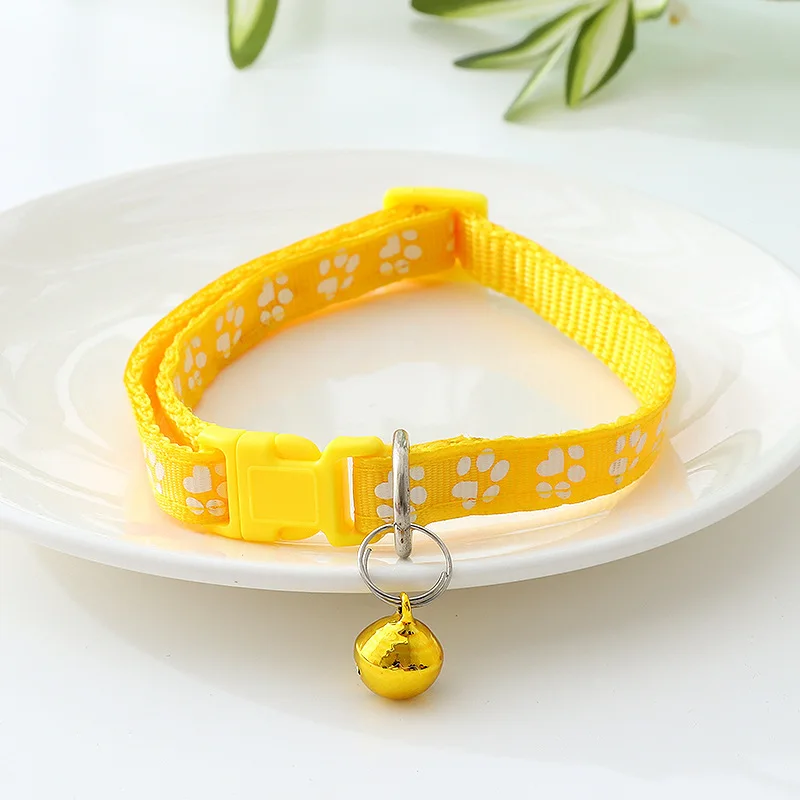 Collar para mascotas con campana, huella de dibujos animados, accesorios coloridos para perros, cachorros y gatos, Collar para gatitos, Collar con anillo de campana de seguridad ajustable para mascotas - imagen 5