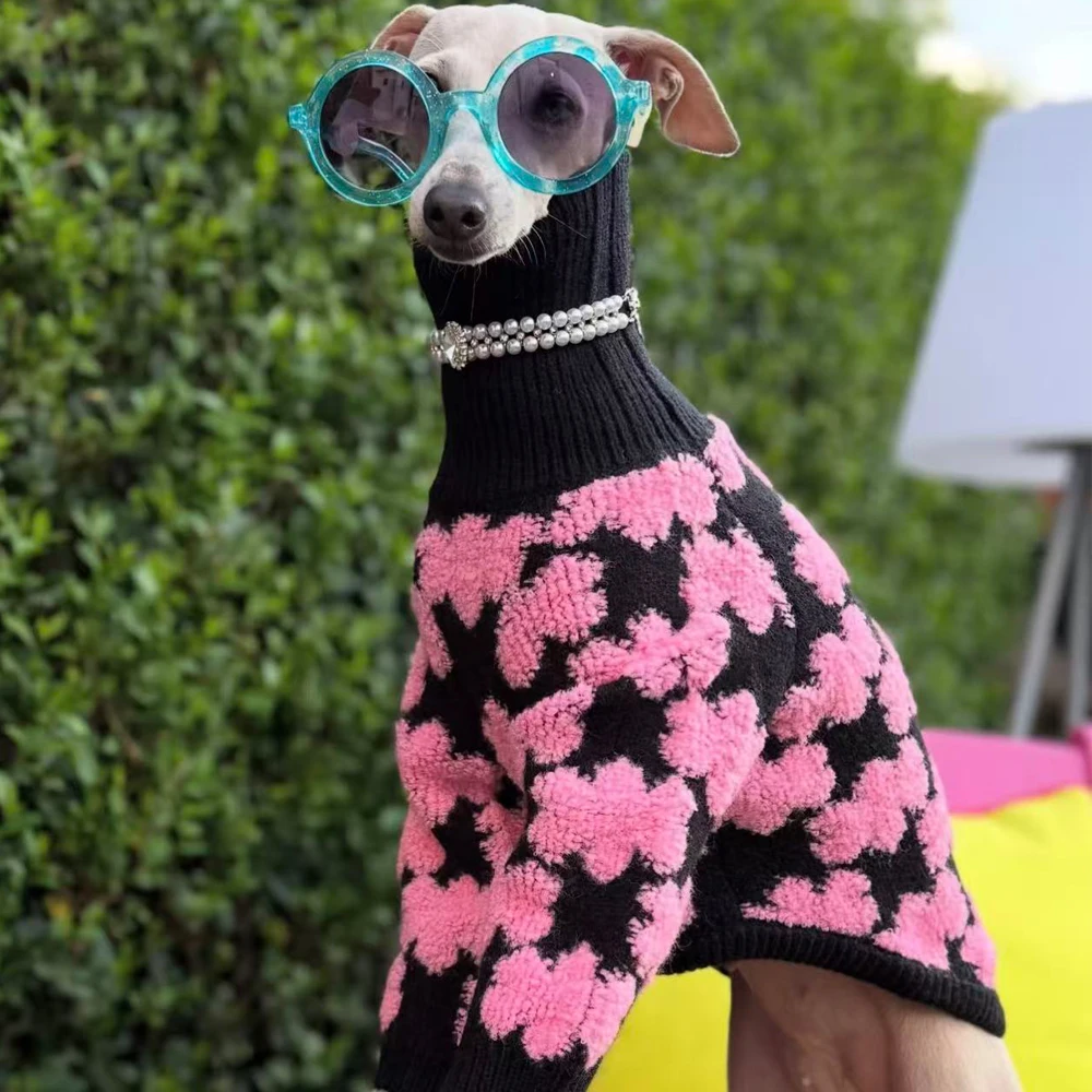 Abrigo de punto floral rosa para perros Greyhound y Whippet - imagen 2