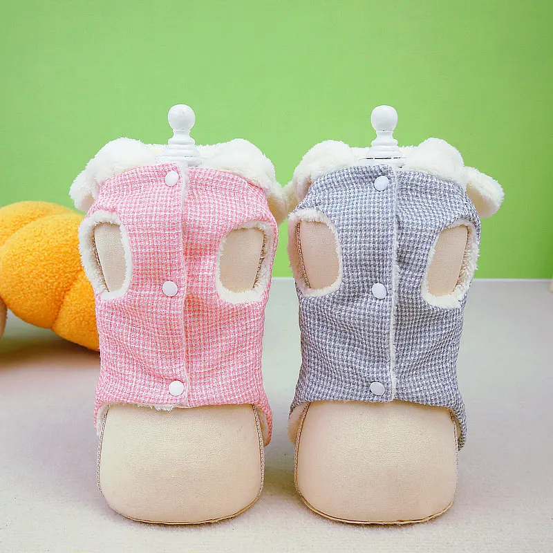 Ropa para perros, ropa de invierno con capucha acolchada de algodón para perros, ropa para mascotas, ropa cálida acolchada de algodón de doble tracción para gatos bonitos - imagen 2