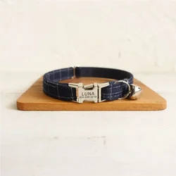 Collar con campana para gato – Azul, identificación personalizada
