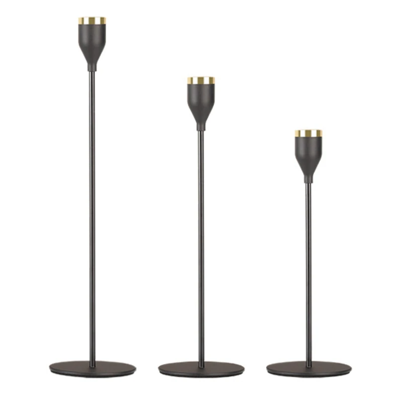 Juego de tres piezas de adorno de candelabro exquisito, mesa de banquete de boda, hogar de Navidad, cena romántica a la luz de las velas - imagen 5