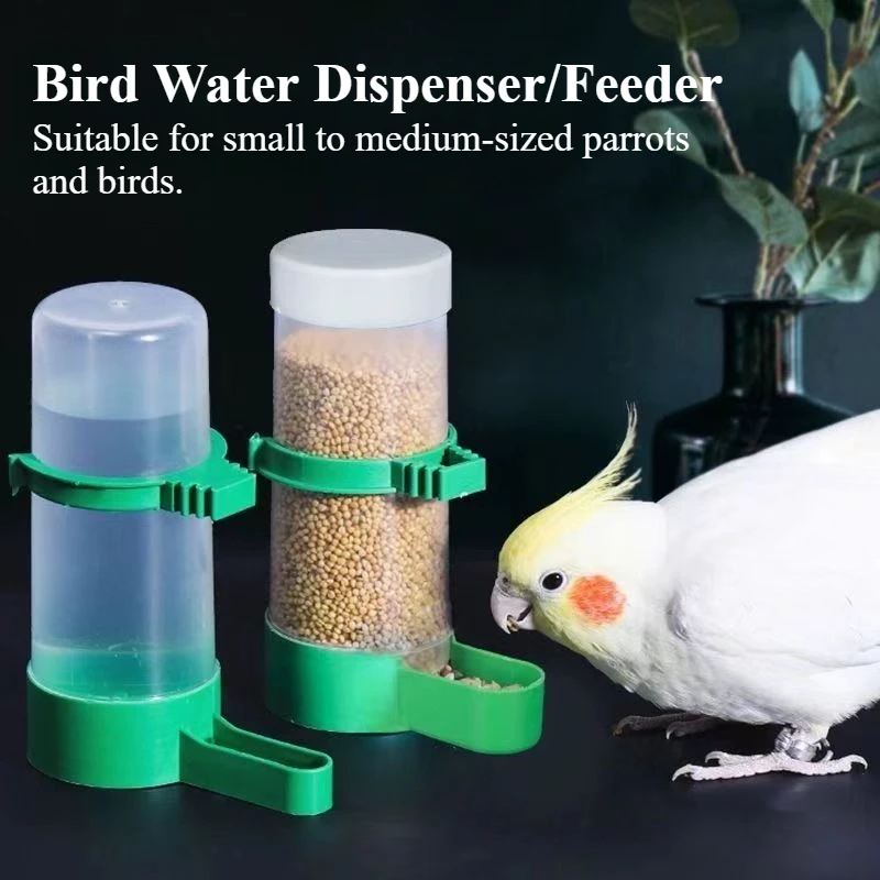Comedero y bebedero automático para pájaros, bebedero con jaula con Clip y dispensador de alimentos para loros, periquitos, cacatúas, herramienta de alimentación para pájaros de mascotas