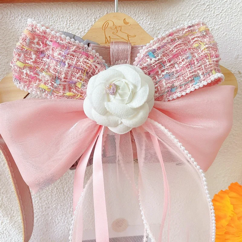 Correa para perro mascota, correa para el pecho con lazo de flores, correa ajustable para caminar al aire libre, arnés para gato, accesorios para mascotas, Collar para gatito, arnés para perro - imagen 4