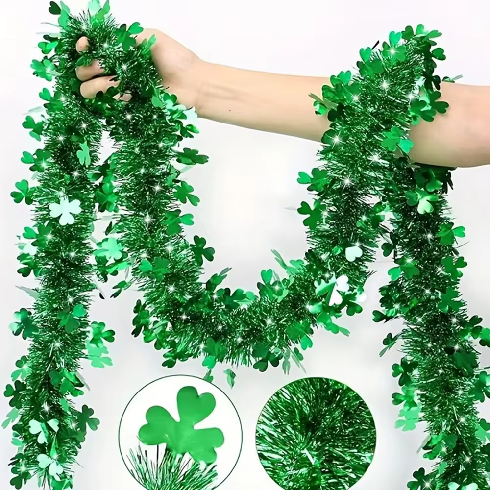 Guirnalda San Patricio con tréboles - Decoración festiva para casa de mascotas - imagen 2