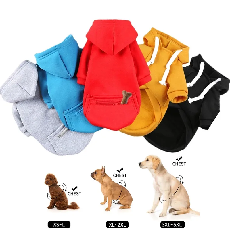 Sudaderas con capucha sólidas para perros, ropa para mascotas para perros pequeños, abrigo para cachorros, chaquetas, sudadera para Chihuahua, disfraz para perros y gatos, trajes de algodón para mascotas - imagen 5