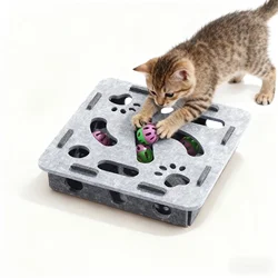 Caja de ejercicios de fieltro de juguete rompecabezas para gatos de interior con pelota-simulación de entretenimiento y caza para deportes y entretenimiento de gatos