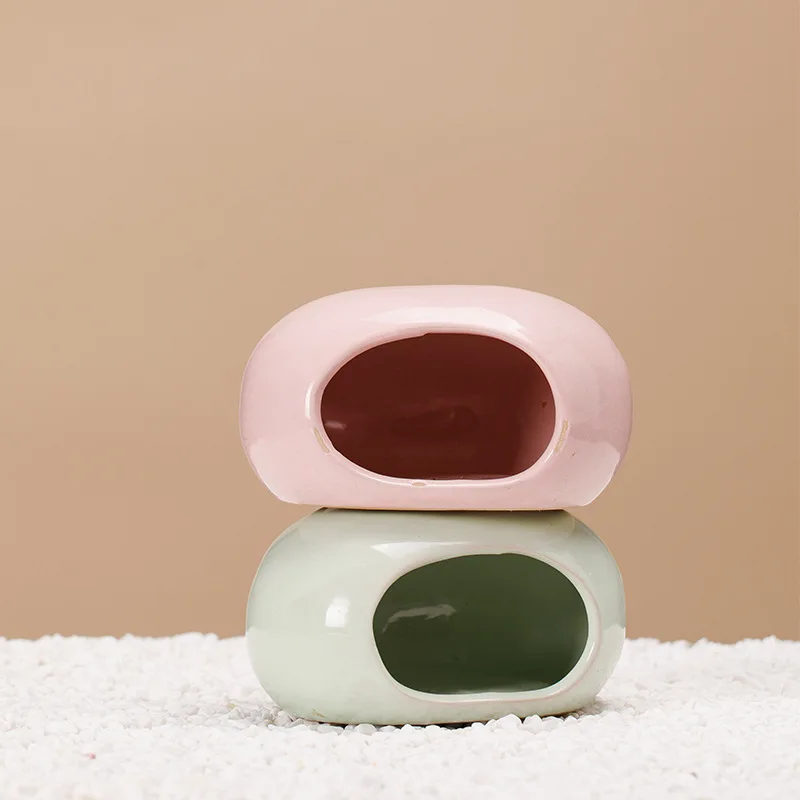 Nido de Escape para hámster, casa de piedra de cerámica, estera de seda dorada, suministros para conejillo de indias, conejillo de indias enano, casa de hielo para dormir de verano - imagen 3