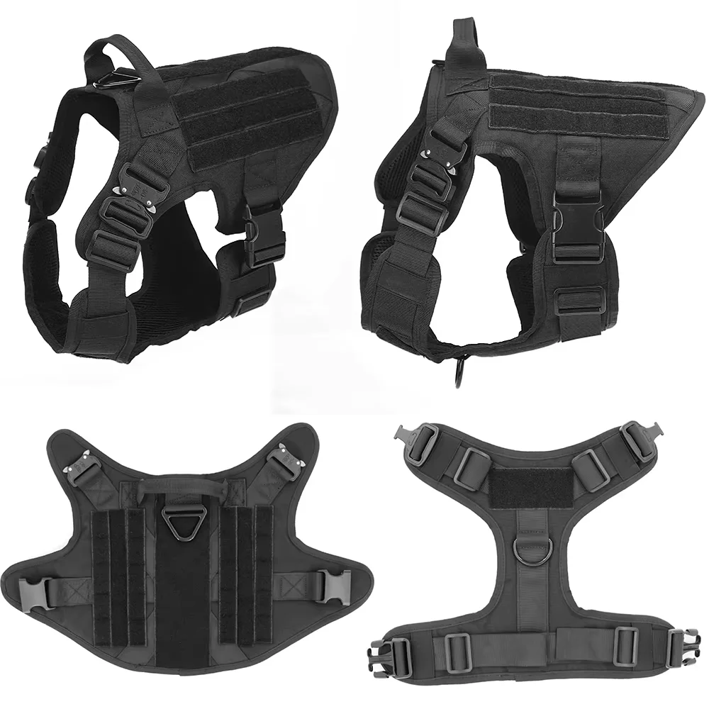 Conjunto de arnés táctico para perros, chaleco de estilo militar con correa y Collar para perros medianos/grandes, equipo ajustable para mascotas para entrenamiento y caza - imagen 3