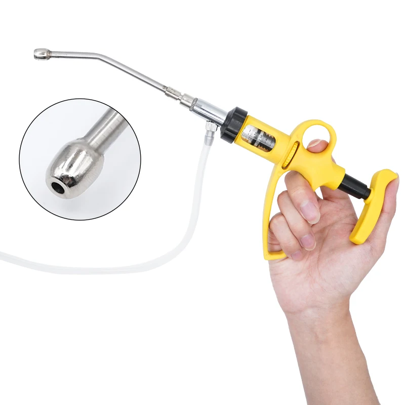 Pistola de taladro continuo de 5/10/20/30/50ml, ganado, ovejas, cabras, oral y para verter en animales, jeringa continua, infusión de inyección de vacuna - imagen 5