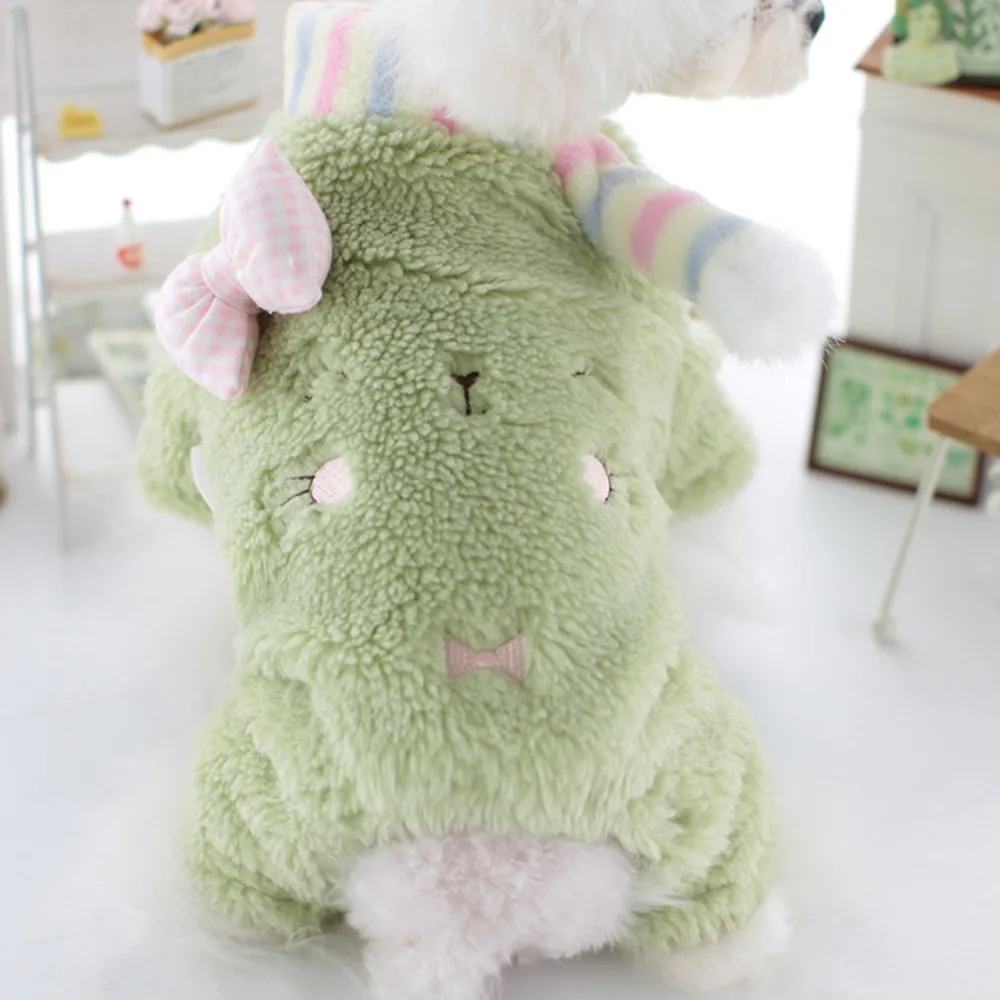 Mono de felpa para mascotas, ropa para perros, bufanda bordada, Parkas suaves de cuatro patas más gruesas que la ropa de oso de peluche, Otoño e Invierno - imagen 2