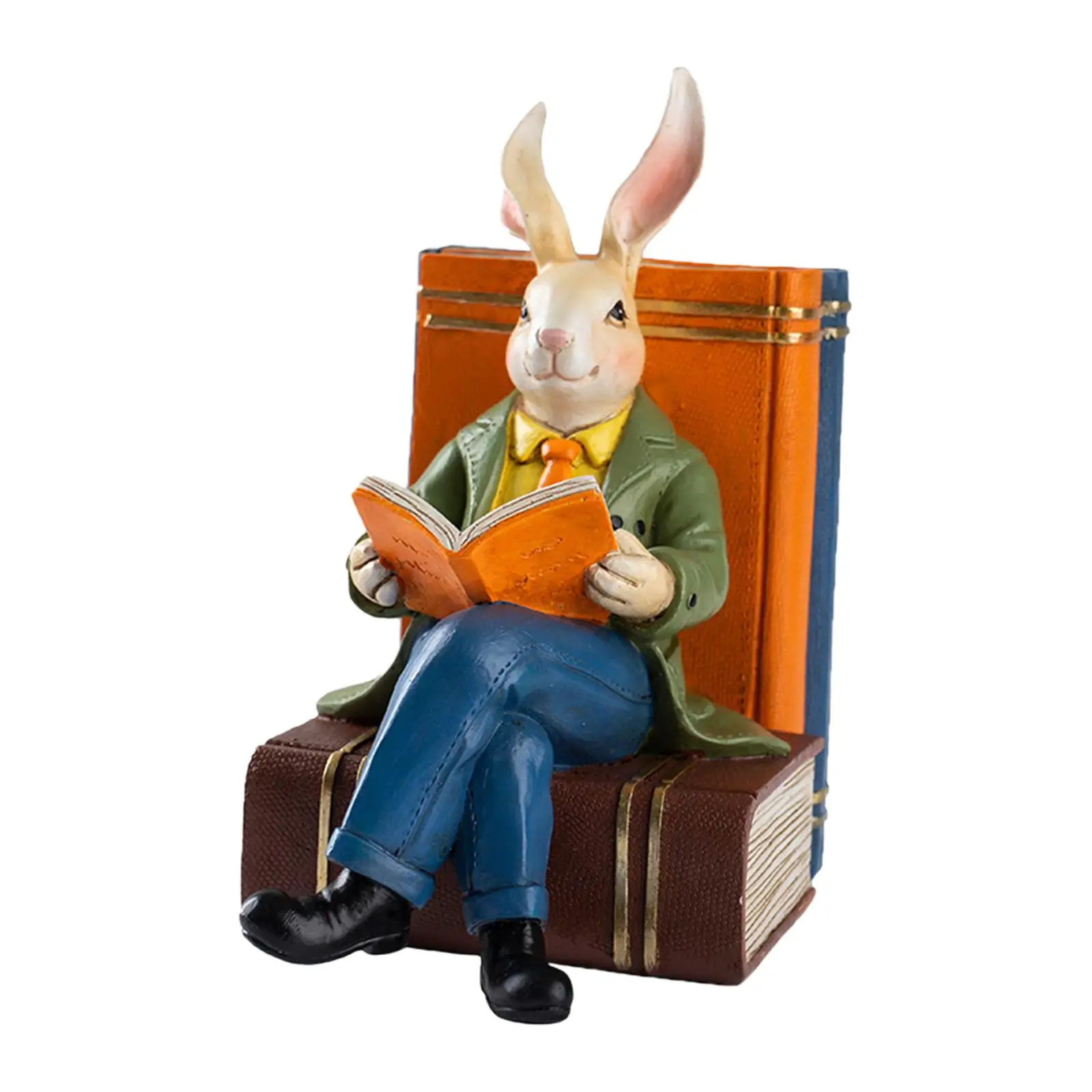 Libro de lectura Estatua de conejo Escultura de conejito para celebración de entrada de porche - imagen 4