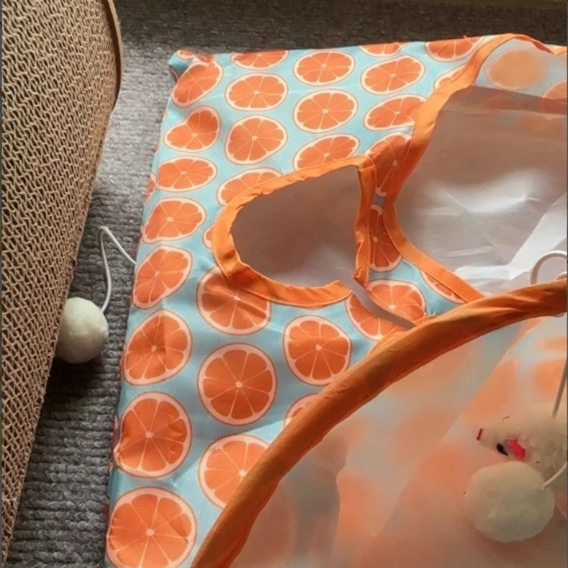Juguete de túnel plegable para gatos, tubo de juego de papel arrugado con ratón y pelota para gatos de interior, juguete de taladro interactivo - imagen 3