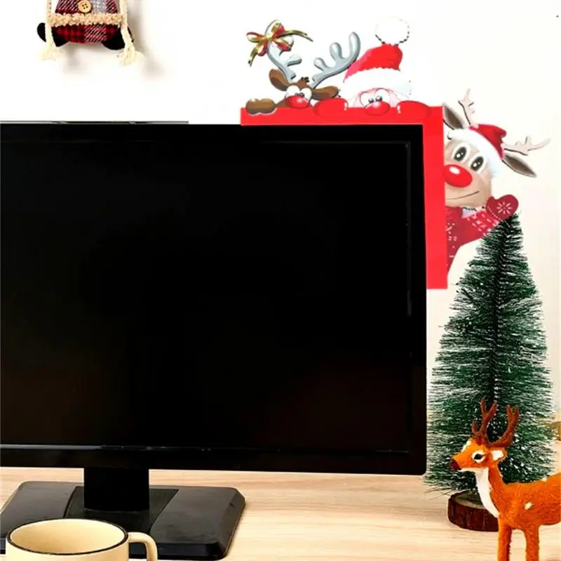 Decoración de marco de puerta de Navidad, adornos de madera de alce de Papá Noel, colgante, decoraciones navideñas para el hogar, Año Nuevo - imagen 2