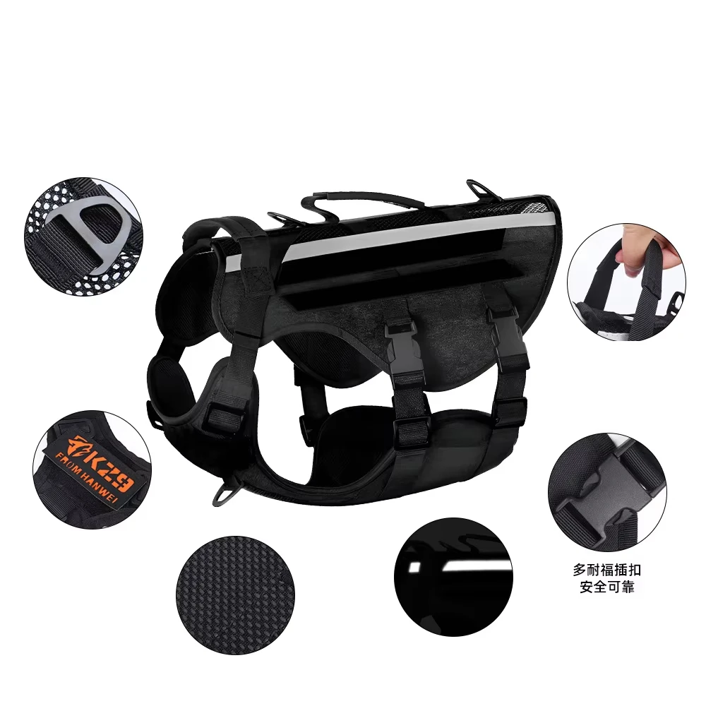 Arnés táctico ajustable para perros medianos y grandes, equipo reflectante de grado militar para servicio de adiestramiento de perros, aventura al aire libre - imagen 3