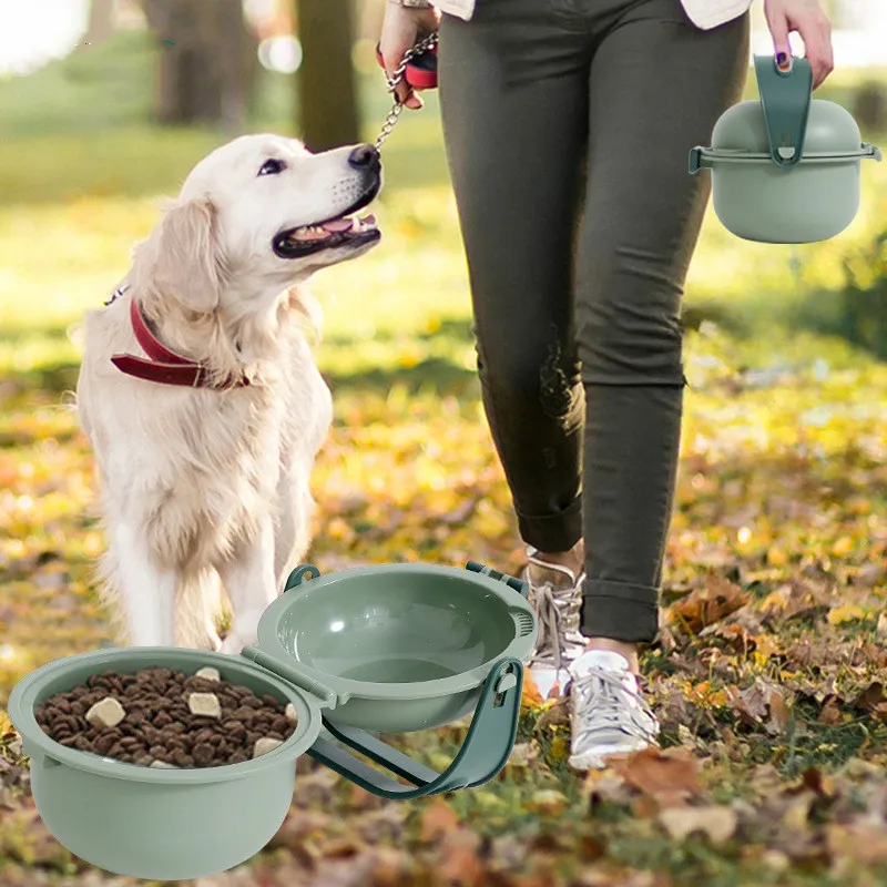 Cuenco de transporte portátil para mascotas, cuenco plegable para senderismo al aire libre, cuenco doble para perros, lavabo para alimentar y beber, cuenco de comida para gatos - imagen 3