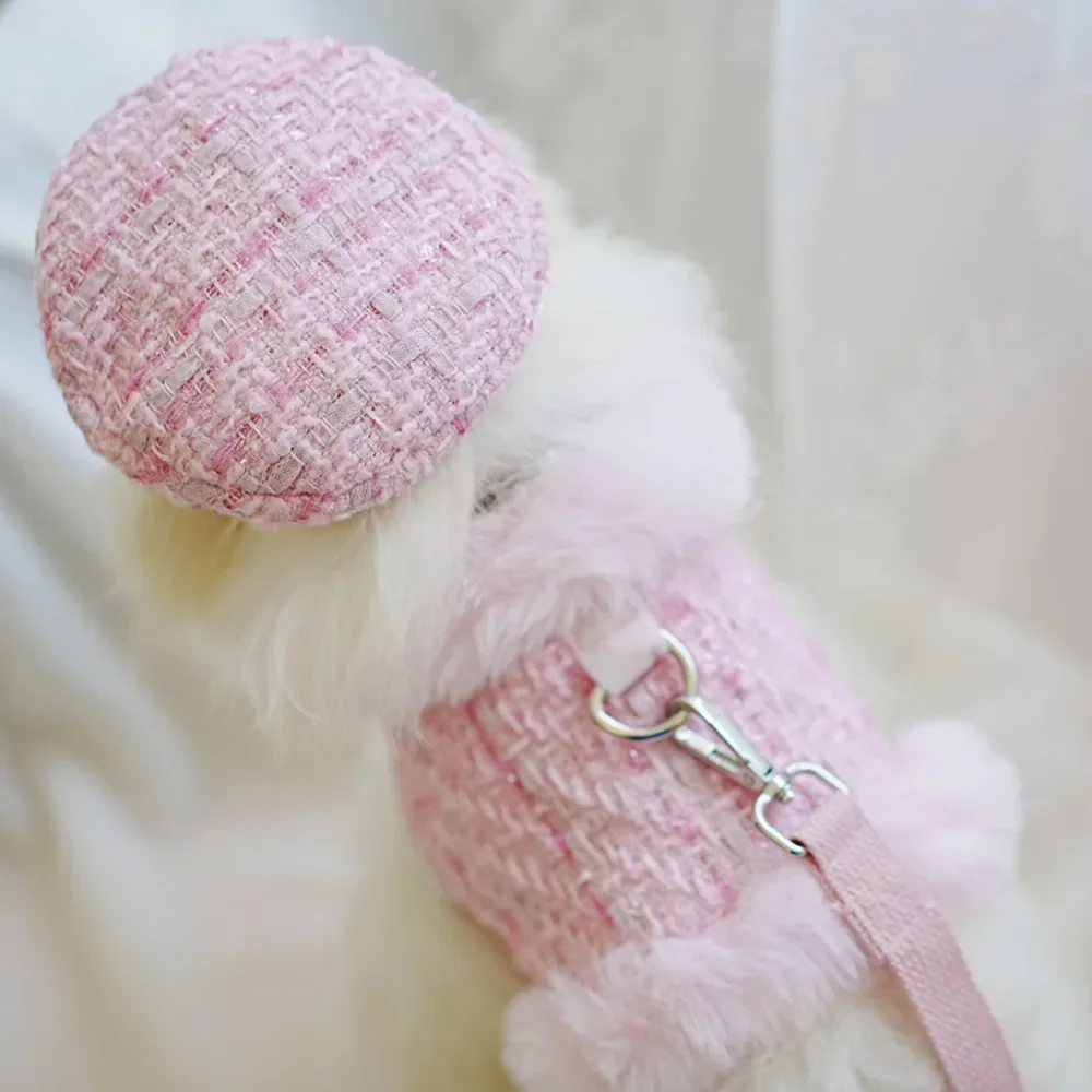 Correa de pecho de lana para perro, cuerda de tracción para mascotas, suministros de correa de pecho de felpa, Estilo Chaleco para mascotas, arnés para perros - imagen 2