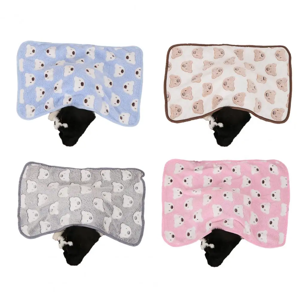 Manta de lana de Coral con estampado de dibujos animados para perro, alfombrilla para cachorro, suave y cómoda, resistente a la decoloración, Sábana, cojín, suministros para mascotas - imagen 5