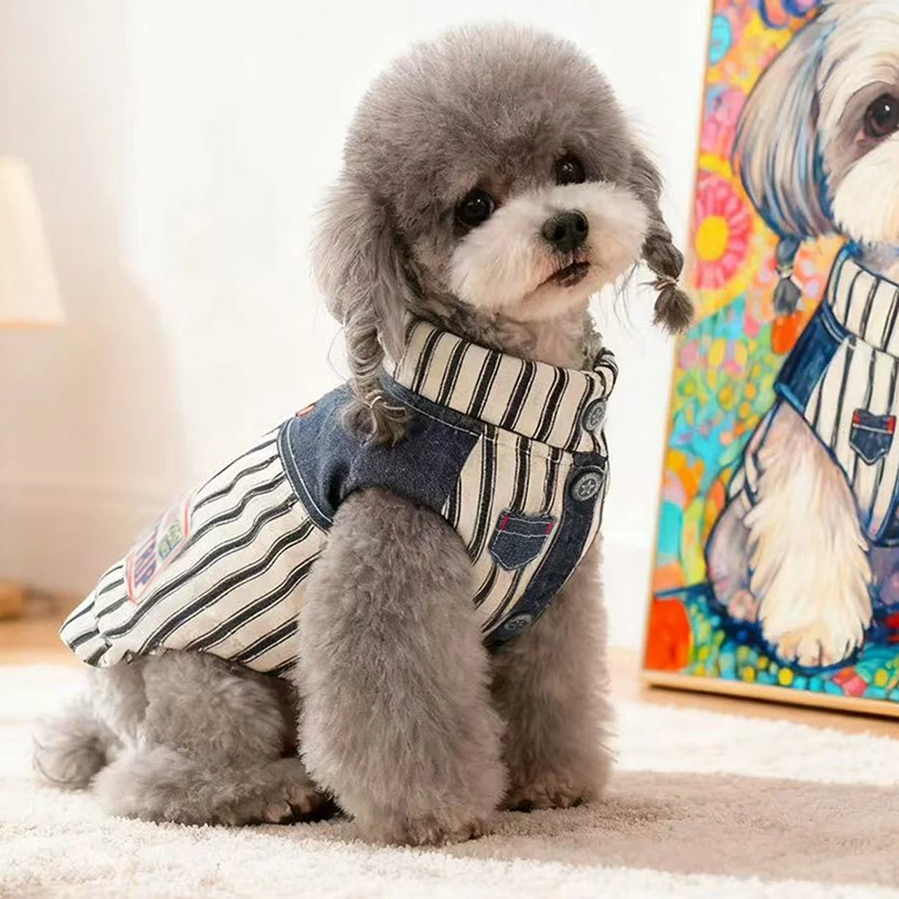 Chaleco vaquero acolchado para perros pequeños – Abrigo de invierno - imagen 2