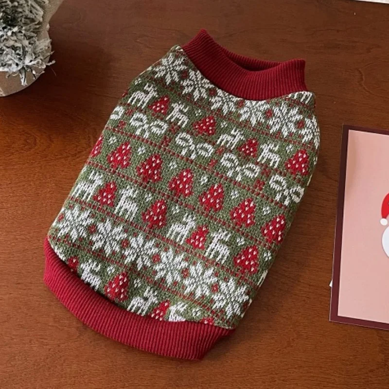 Sudaderas con capucha cálidas para perros, ropa para perros de Año Nuevo, sudaderas con estampado navideño para cachorros, jerséis de moda para gatos, sudaderas para mascotas, trajes de Bichon - imagen 5